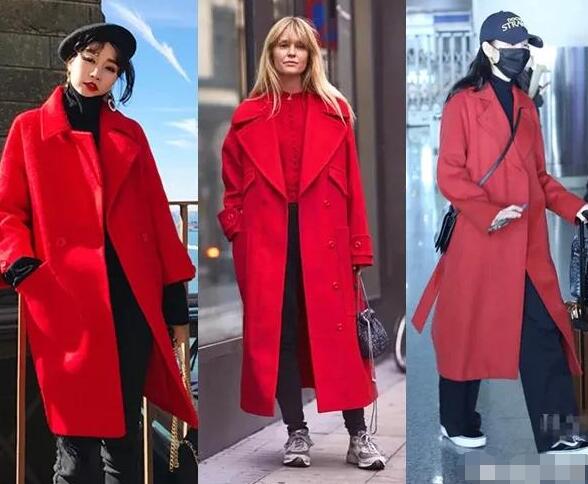 红色呢子大衣